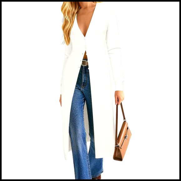 Lightweight Long Cardigan, V-Neck Button-Up, Fitted Maxi Sweater Dress -  remolquesrobert.com